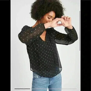 Banana Republic Petite Metallic Tie-Front Blouse